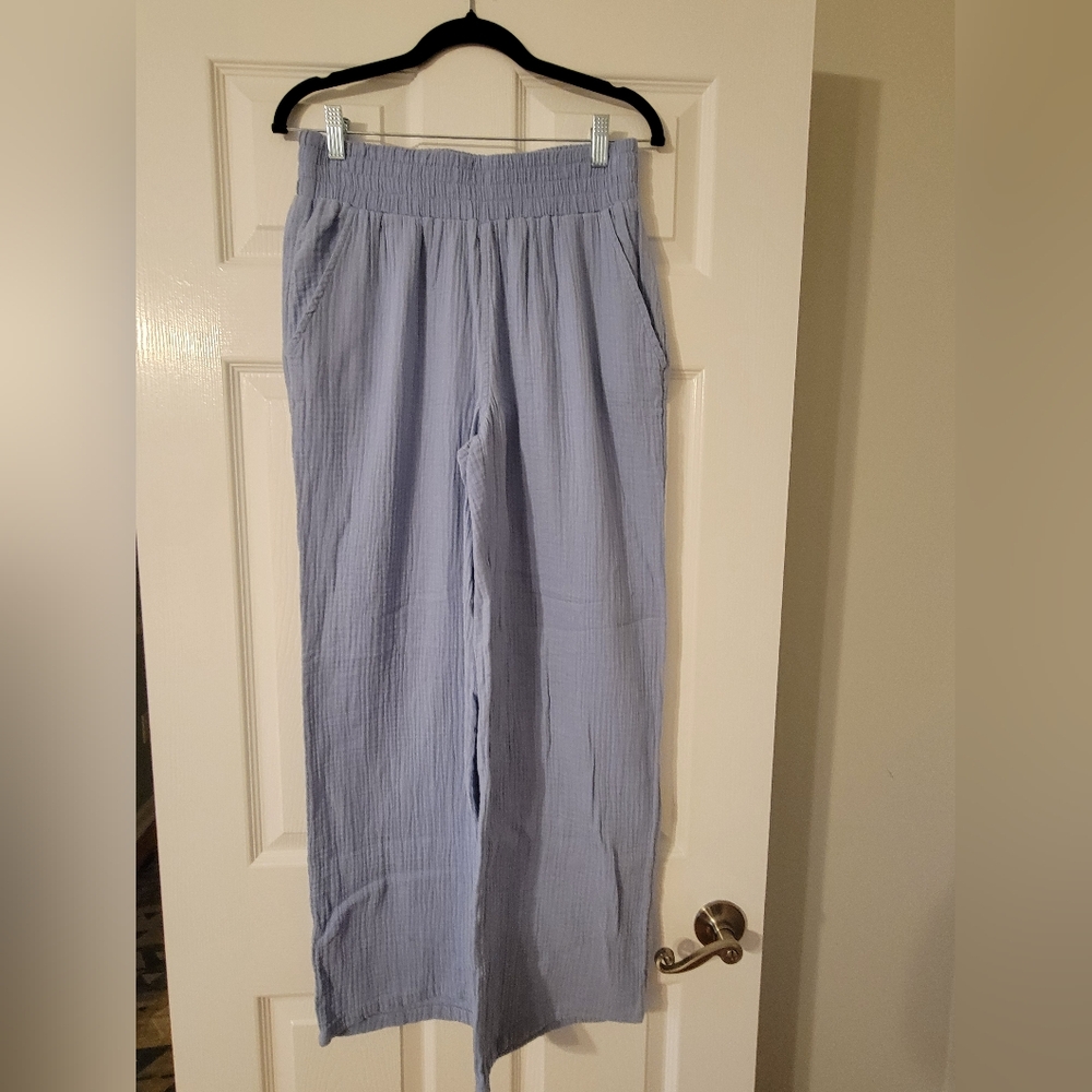 NWT Womens L DKNY Jeans Sky Blue Relaxed Pants